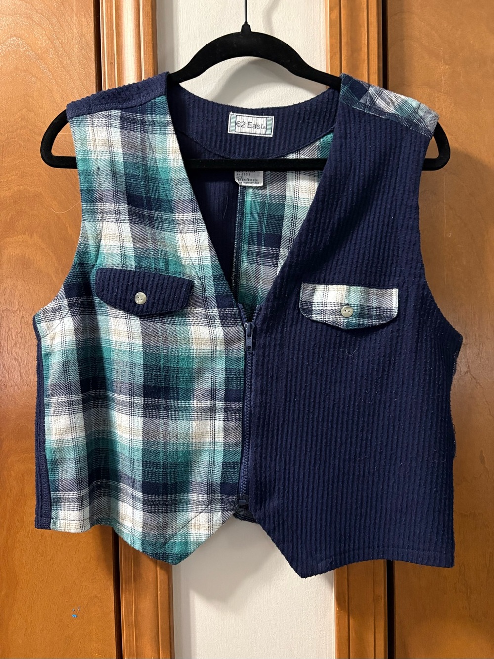 Navy & Teal Plaid Vest
